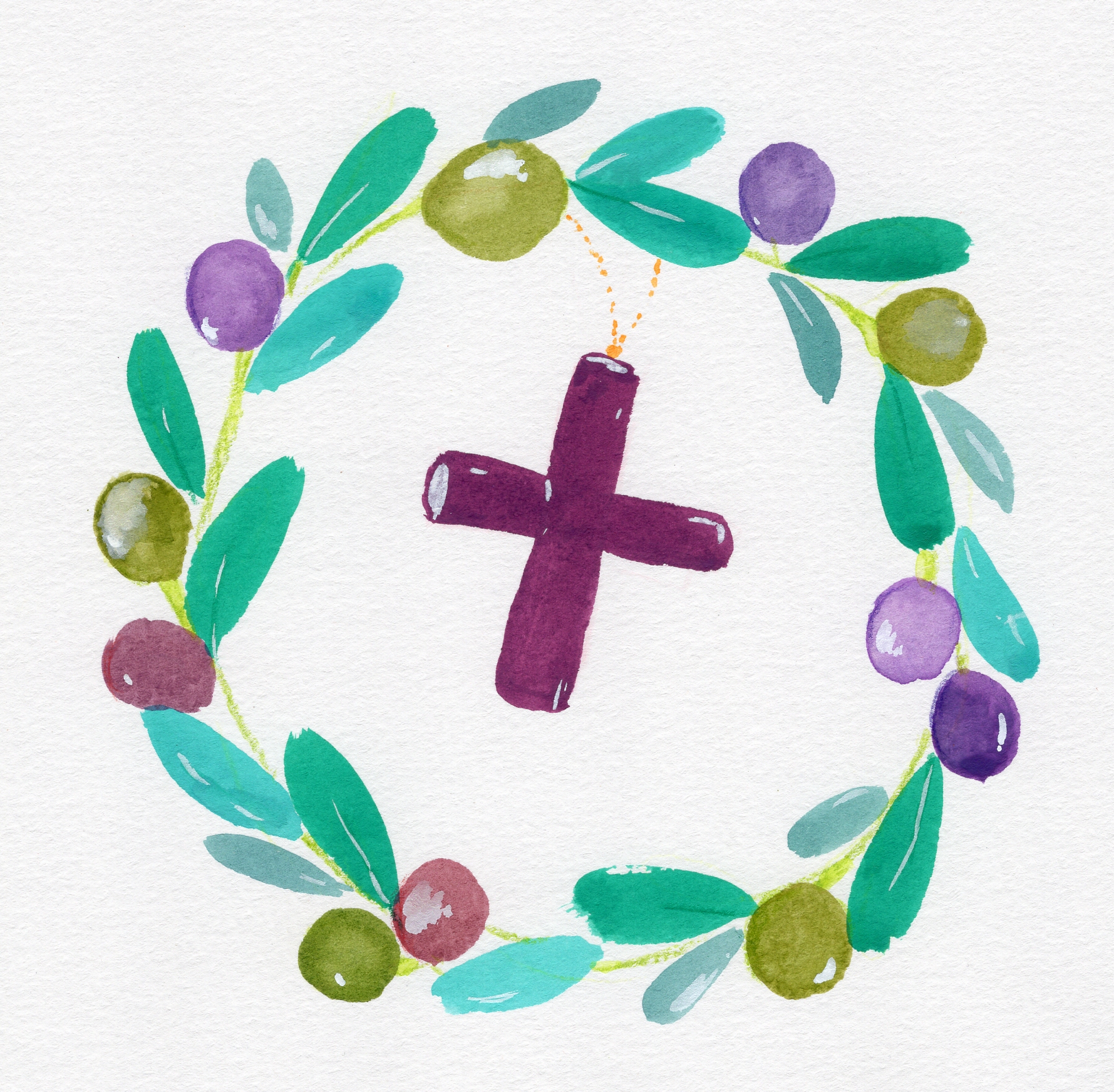 オリーブのリースと十字架 たまものクラブ