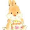 うさぎとイースターエッグのイラスト